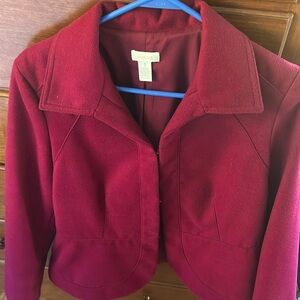 Chicos maroon blazer size 1. Like new. Great shape perfect for fall weather.